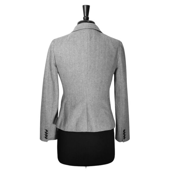 Banana Republic Women's Blazer Gray Wool Blend Herringbone Lined Suit Jacket 00P - Picture 2 of 10